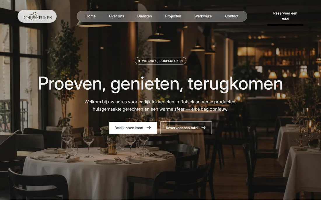 Website van Dorpskeuken — Horeca