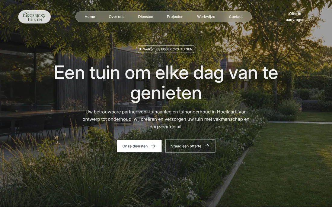 Website van Eggerickx Tuinen — Tuinaanleg