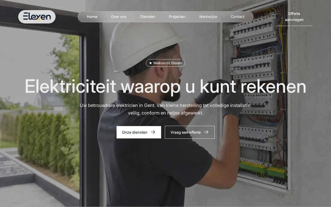 Website van Elexen — Elektriciteitswerken
