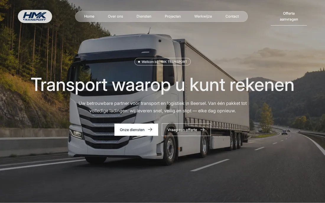 Website van HMK Transport — Transport en logistiek