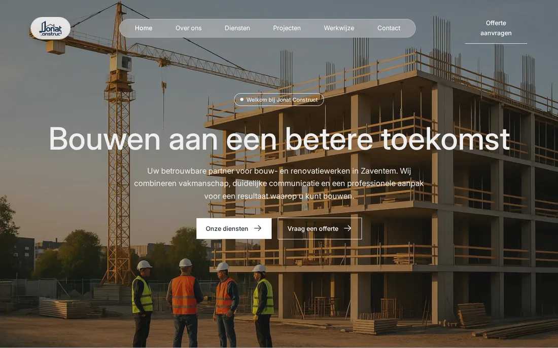 Website van Jonat Construct — Bouw en renovatie